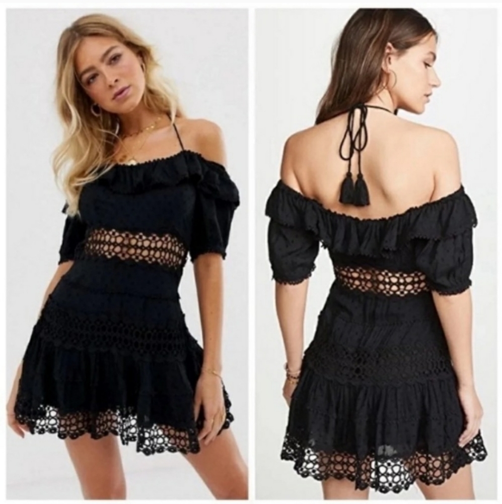 Free people Black Crochet Cruel Intentions Dress